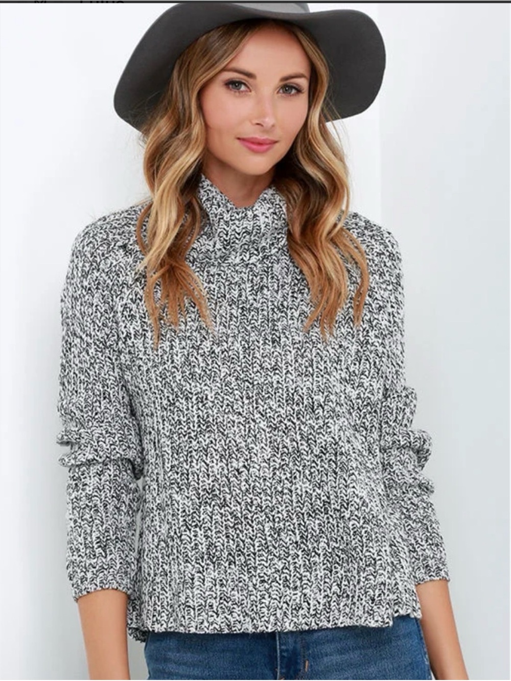 Joie Black & White Marled Turtleneck Sweater